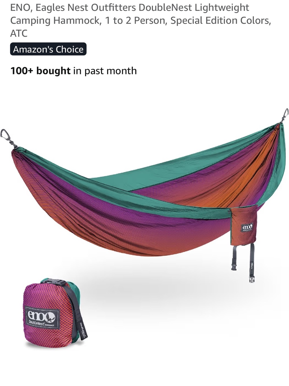 ENO Eagles Nest Outfitters DoubleNest Lightweight Camping Hammock BRAND NEW
